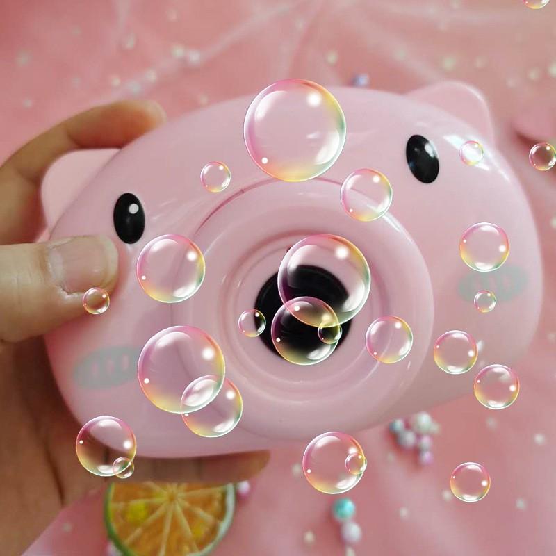 Đồ chơi máy ảnh thổi bong bóng hình heo / lợn (không gắn trực tiếp bình) quà tặng cho bé trẻ em