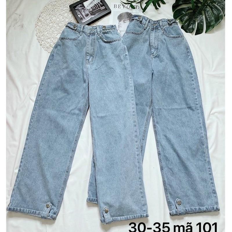 Quần baggy jean nữ lưng cao size đại kiểu lai gấp