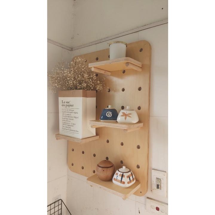 Bảng treo Decor PEGBOARD,plywood Kệ treo tường, Kệ Decor, Kệ lỗ, Giá treo lỗ