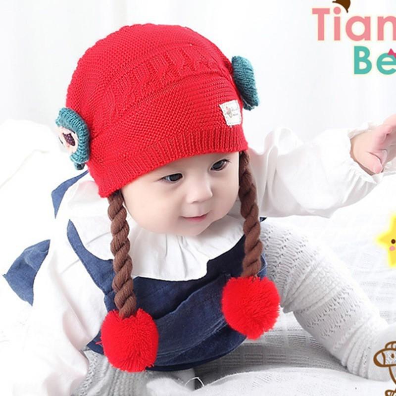 Mũ Len 2 bím siêu cute cho bé