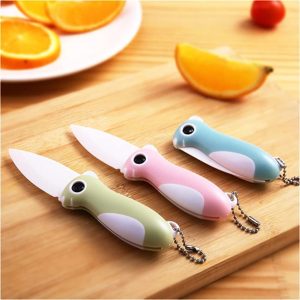 3 mảnh bộ gốm cắt dao gấp túi dao cho du lịch, cắm trại, nhà bếp, phụ nữ, nam giới với 2,3 inch sắc nét lưỡi dao trái cây cầm tay
