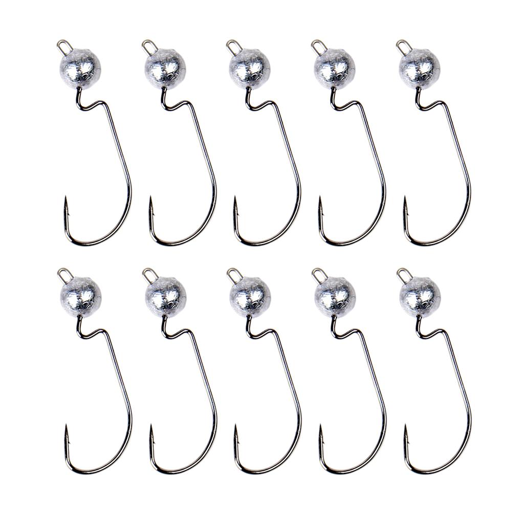 10pcs Weighted Fishing Hooks Crank Hook with Lead for Swimbaits 3.5g