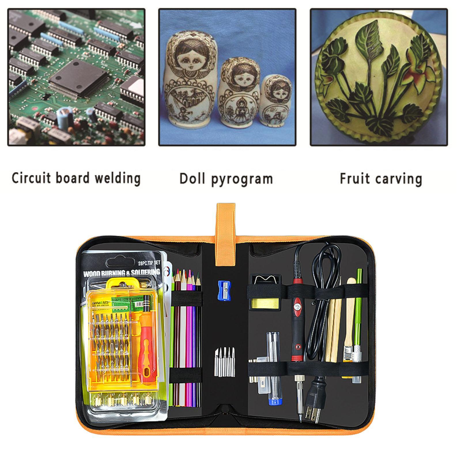 Wood Burning Kit Adults Solder Wire Stencils 220-480°C DIY Accessories W/Carrying Case Pyrography Pen Brush Wood Burning Tool for Soldering Carving