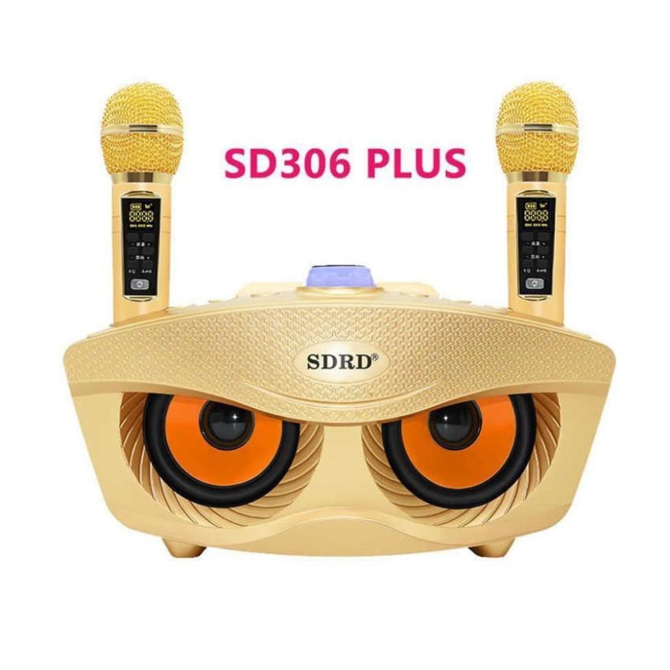 Loa bluetooth Karaoke SDRD SD 306 Plus Kèm 2 Micro Không dây Có Màn Hình Mới 2021 bảo hành 12 tháng bass cực hay