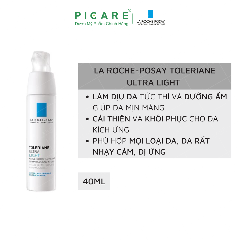 Kem dưỡng làm dịu tức thì &amp; bảo vệ cho da khô rất nhạy cảm &amp; kích ứng La Roche-Posay Toleriane Ultra Light (40ml)