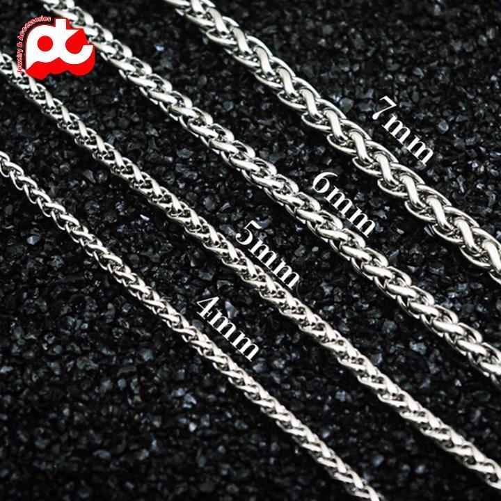 Dây chuyền nam đẹp titan cao cấp thời trang rẻ titan bông dừa trangsucpt kích cỡ 4mm trắng PTDCNA173