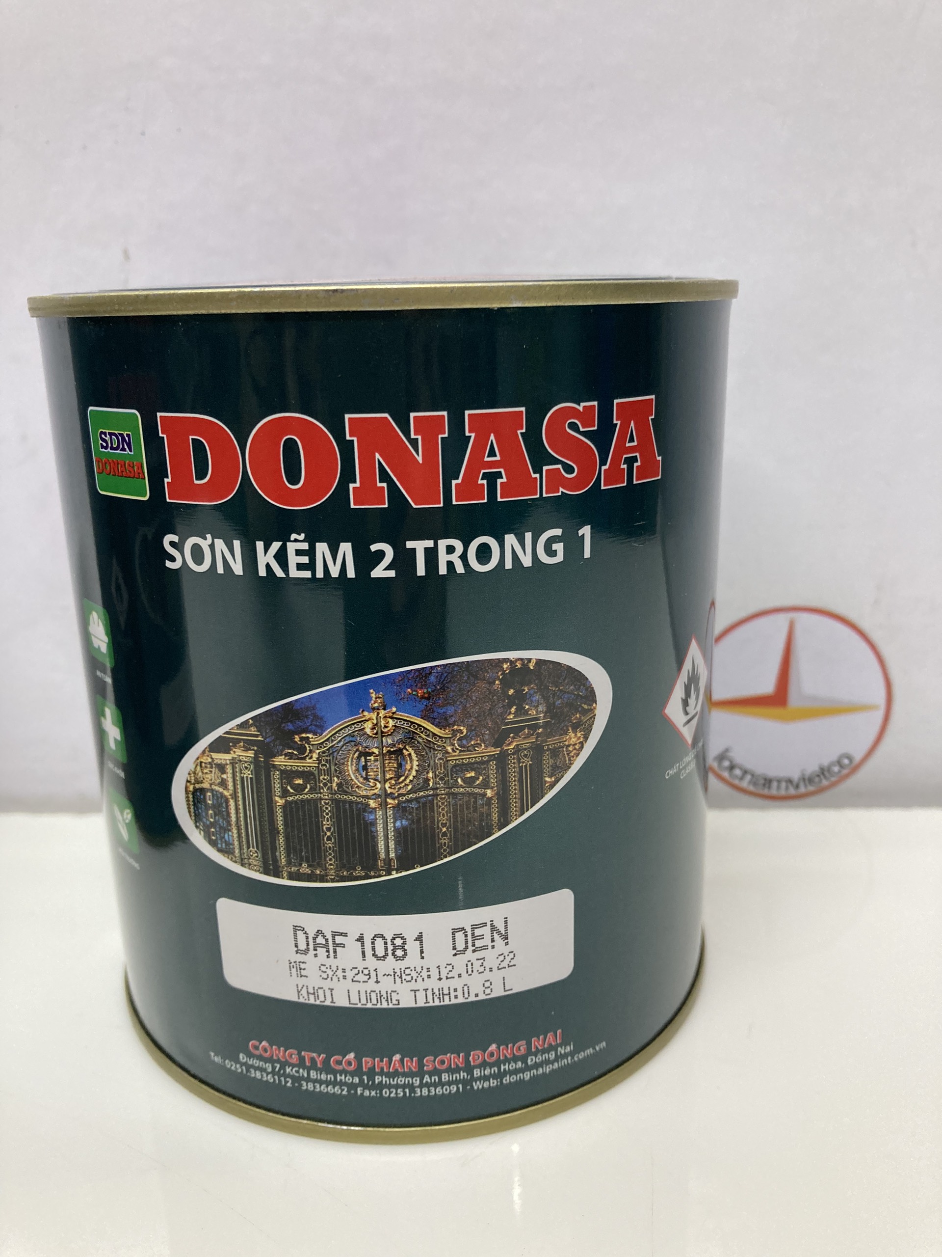 Sơn Sắt Kẽm Donasa 2 trong 1 màu DAF 1081 Đen bóng _ 800ml