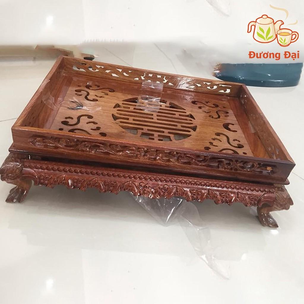 Khay trà chân quỳ gỗ cẩm lai để bàn phòng khách