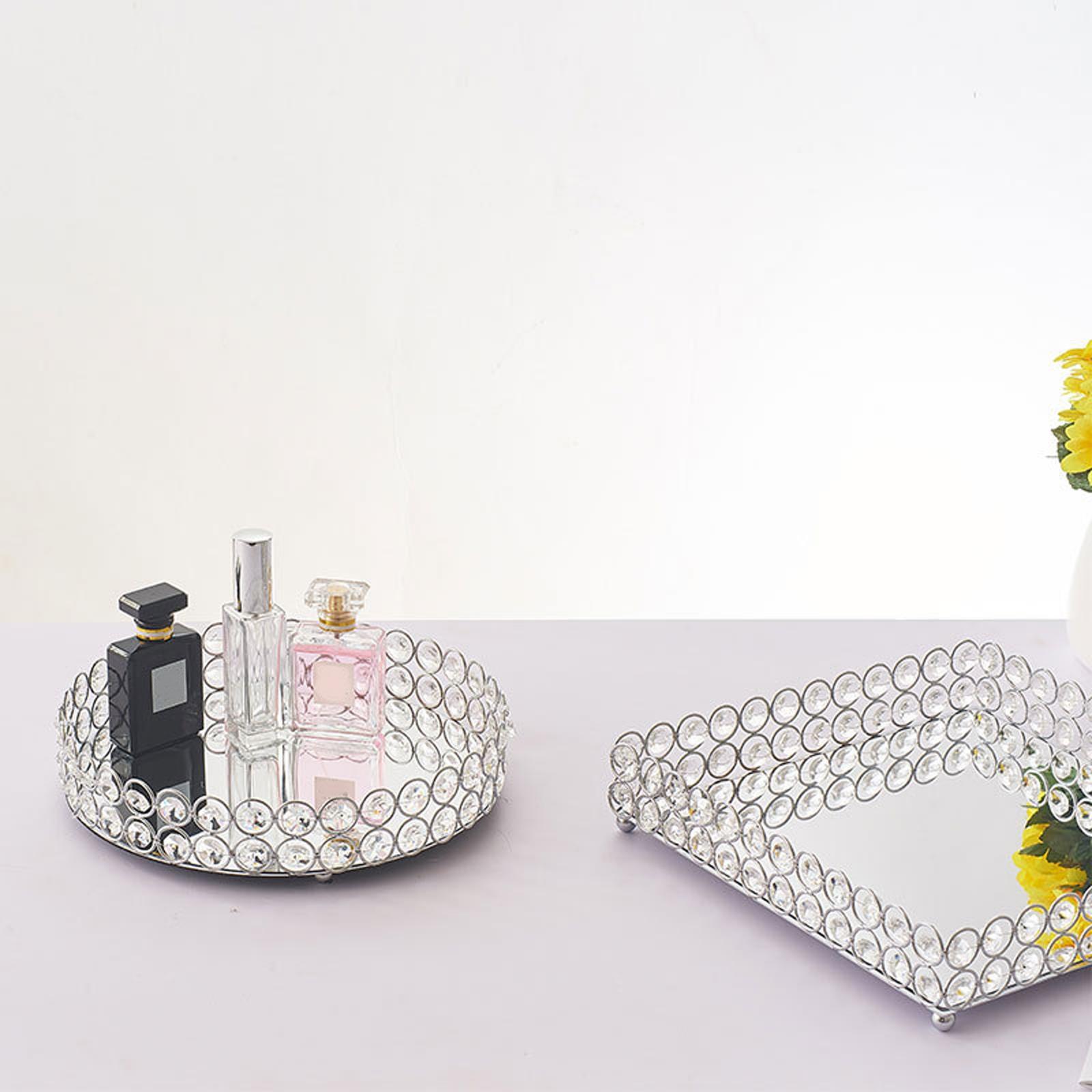 Mirrored Vanity Tray Cosmetic Trinket Tray Organizer Holder Ornament