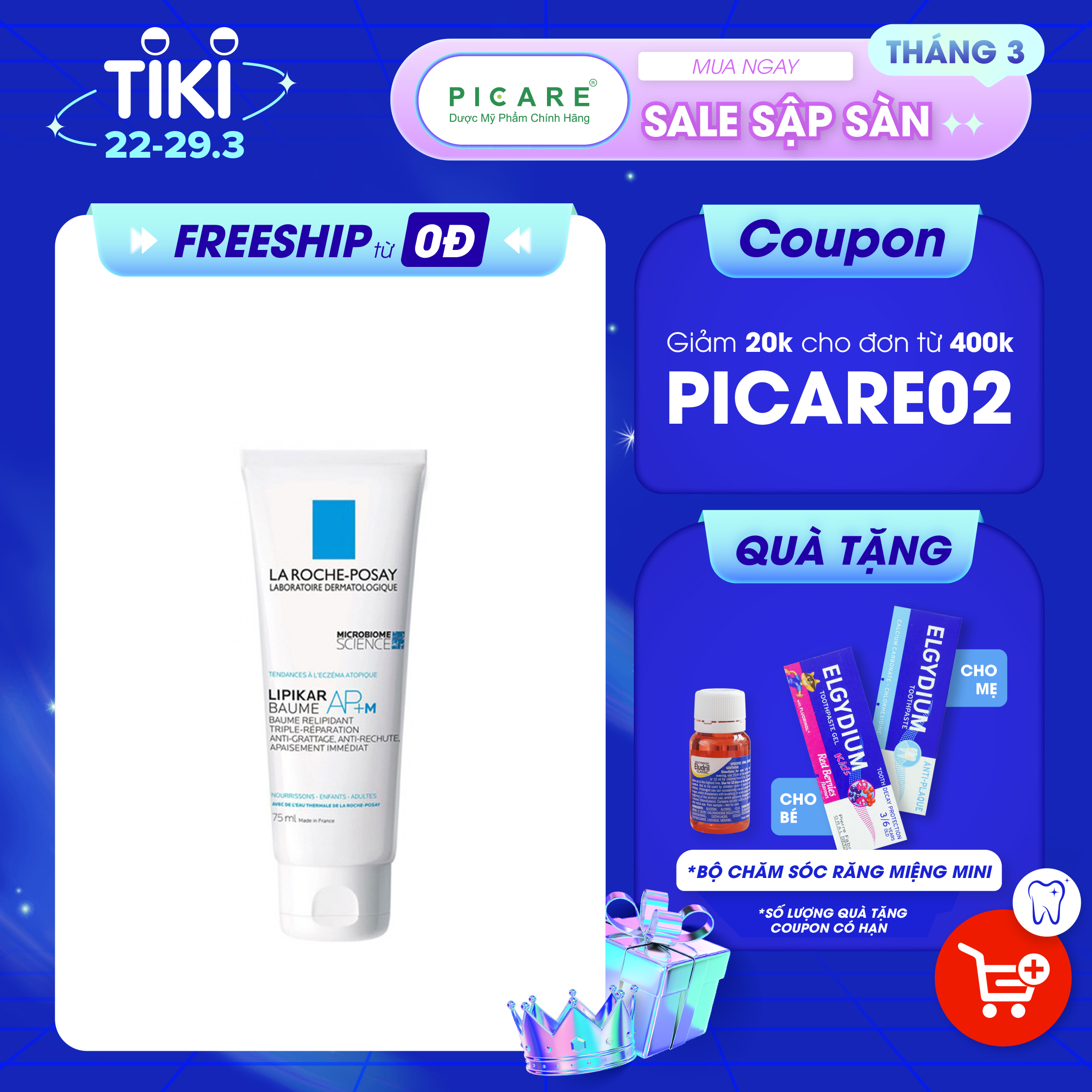 Kem Dưỡng Giảm Ngứa, Làm Dịu Da Khô Mẩn Đỏ Và Viêm La Roche-Posay Lipikar Baume AP+ (75ml)