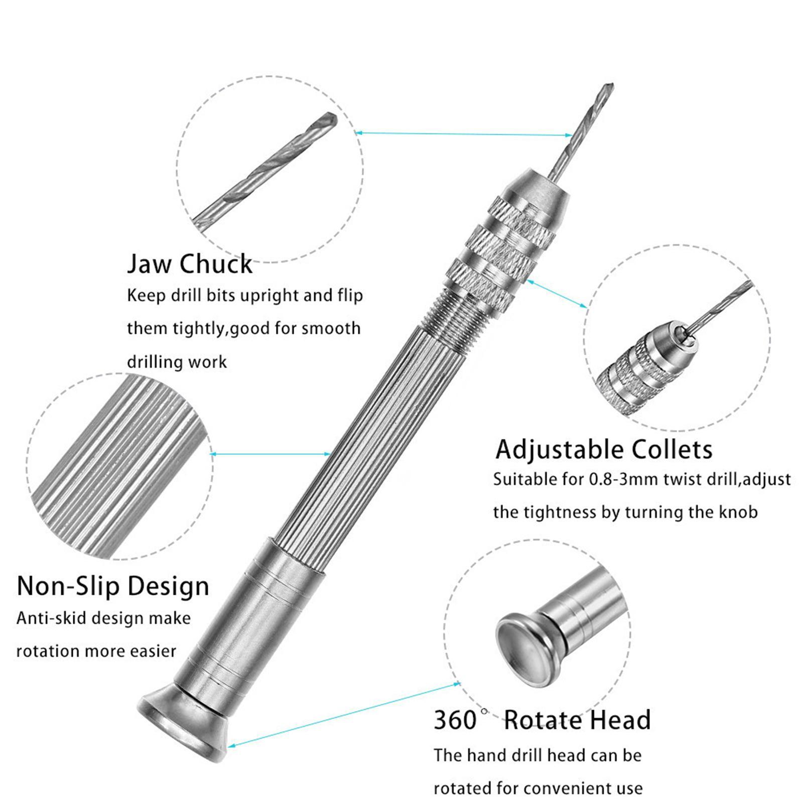 Pin Vise Kit Micro Hand Resin Drill, 10Pcs Mini Drills , 300Pcs Screw Eye Pins for Resin, Plastic, DIY Jewelry, Key Chain Making