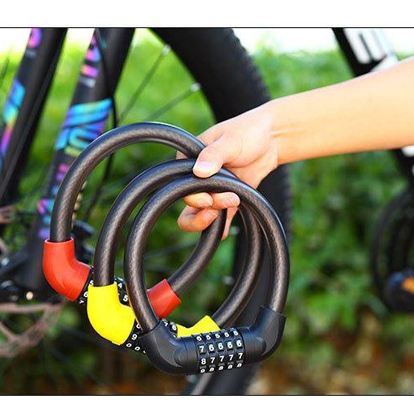 Khóa dây xe đạp 5 số đổi được mã Tặng 1 đôi đèn van