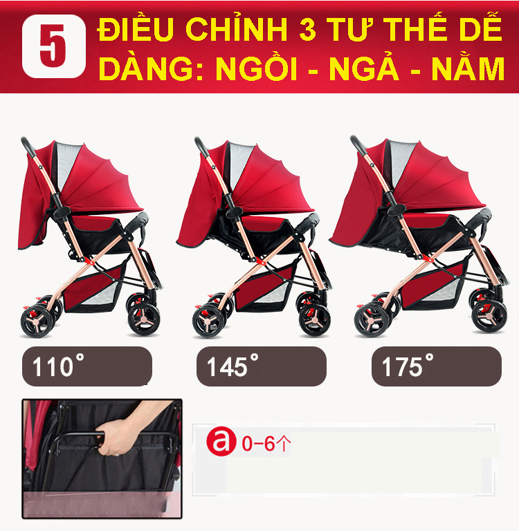 Xe đẩy trẻ em 2 chiều gấp gọn, xe đẩy cho bé HT 105 - 2 chiều 3 tư thế đa năng kiểu dáng sang trọng, dễ dàng mang theo ( TẶNG KÈM BỘ ĐỒ CHƠI XÚC XẮC ĐÁNG YÊU CHO BÉ ) - xe đẩy du lịch, xe đẩy gấp gọn, xe đẩy cho bé, xe đẩy em bé