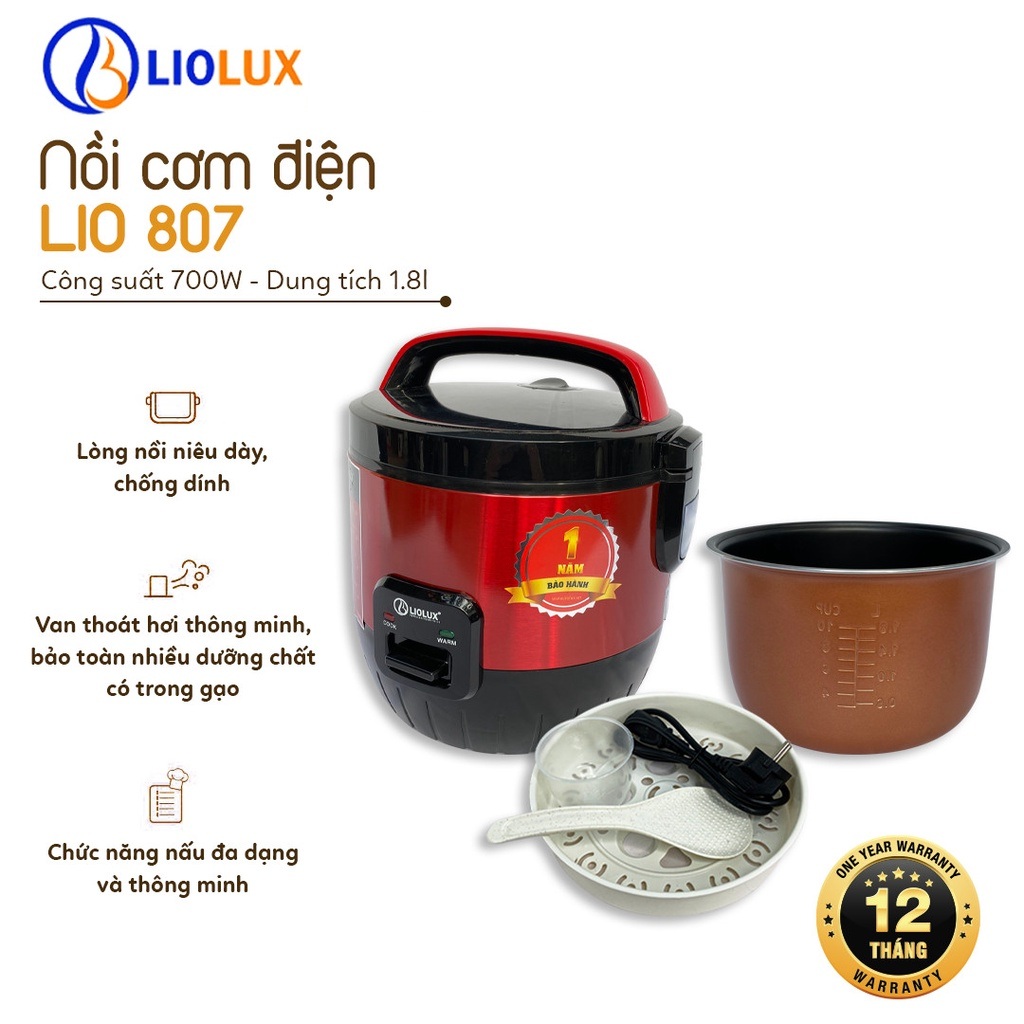 Nồi cơm điện Liolux LIO-807 dung tích 1.8L - Chống dính - Hàng chính hãng