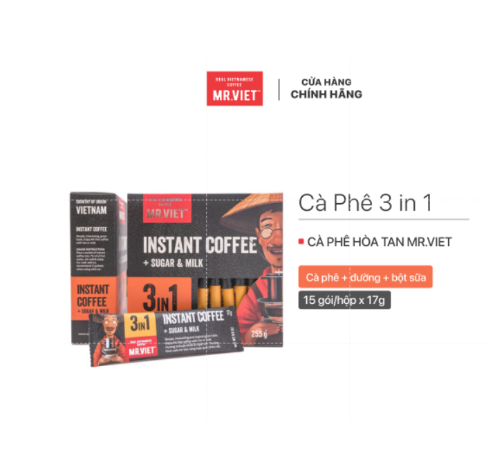 Cà Phê Hoà Tan Mr.Việt - 3 trong 1 Instant Coffee