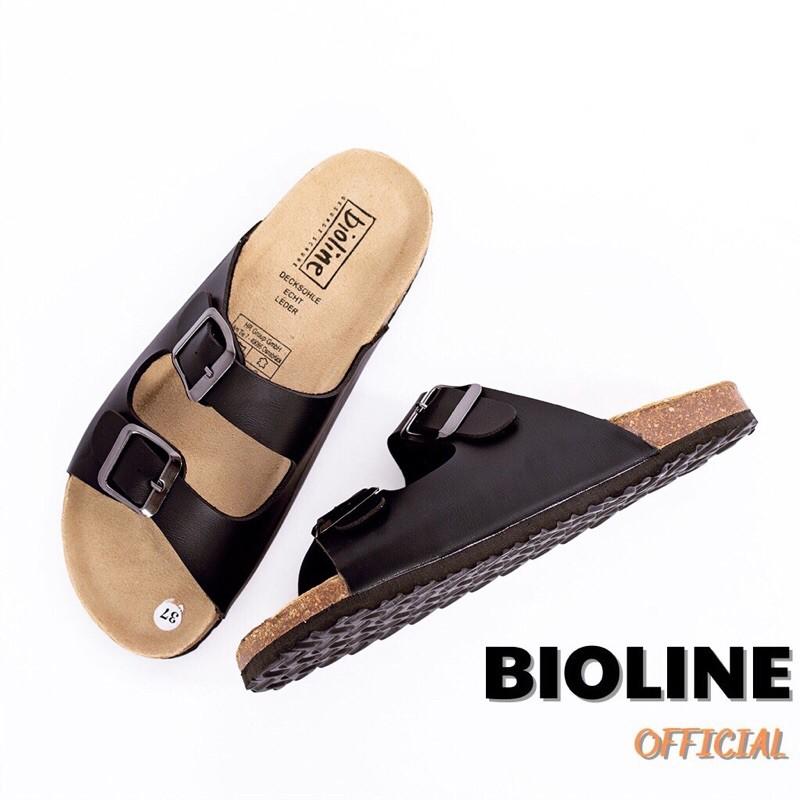 Dép đế trấu quai ngang Bioline đế bằng da pu chống nước PU01 - Bioline Official