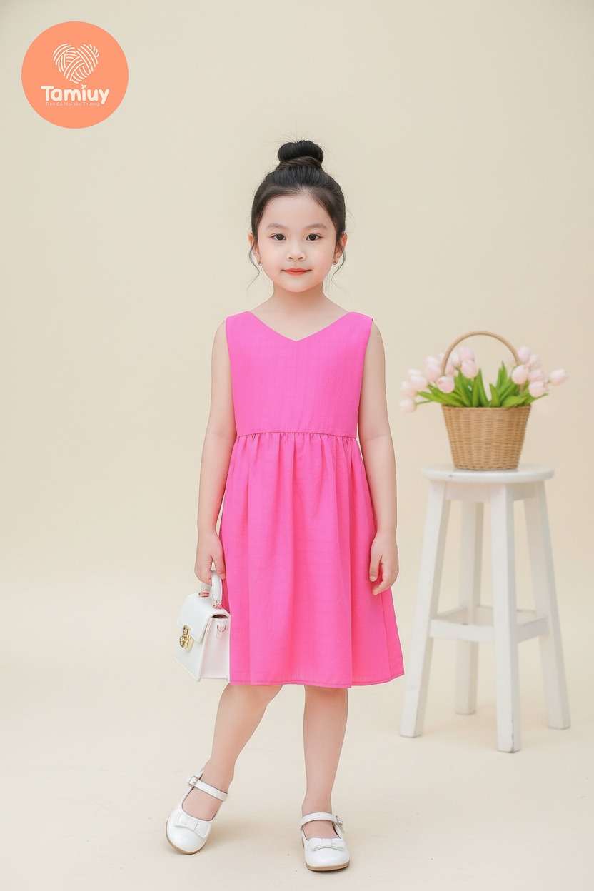 Đầm Cho Bé Gái Tamiuy Thiết Kế Xẻ Tim Sau Cho Bé Từ 1-10 Tuổi