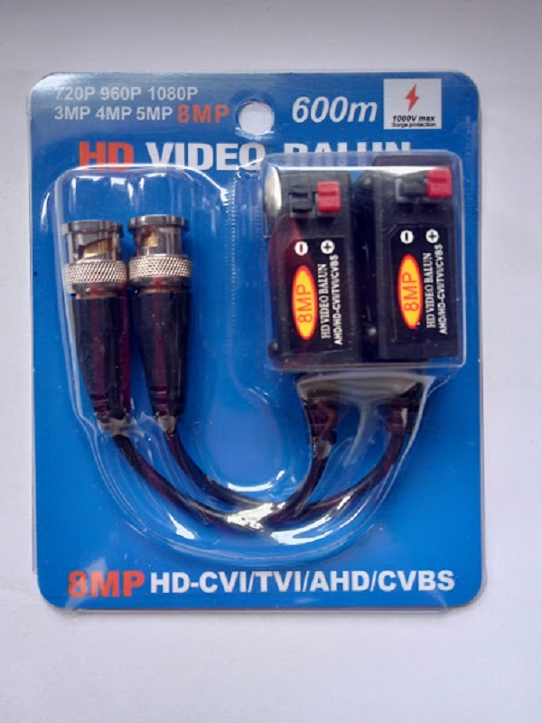 Combo 4 bộ video balun 8mp, lõi đồng chống nhiễu cho camera