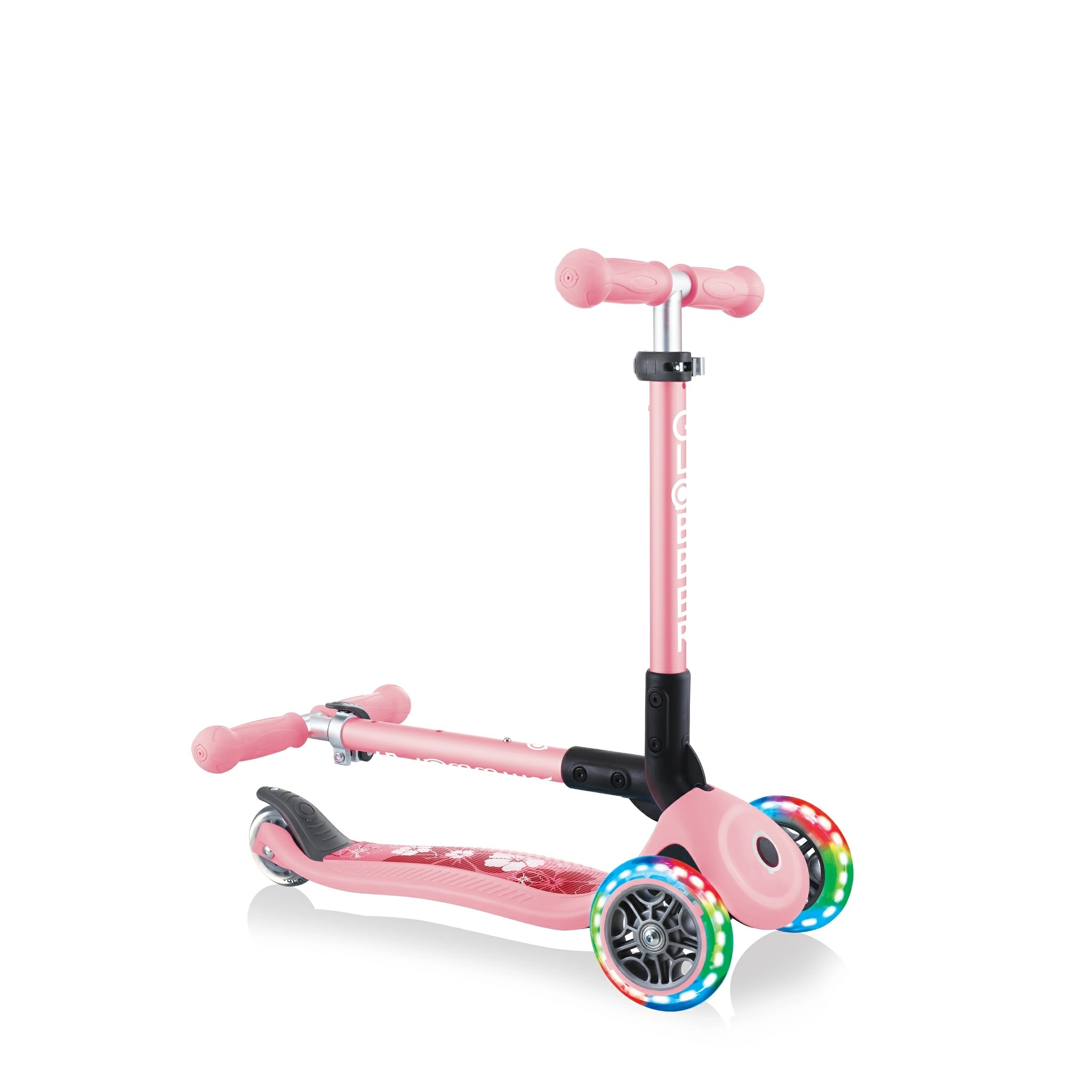 Xe Trượt Scooter 3 Bánh Gấp Gọn Có Bánh Xe Phát Sáng Globber Junior Fantasy Cho Trẻ Em Từ 2 Đến 6 Tuổi - Hồng Pastel Có Họa Tiết