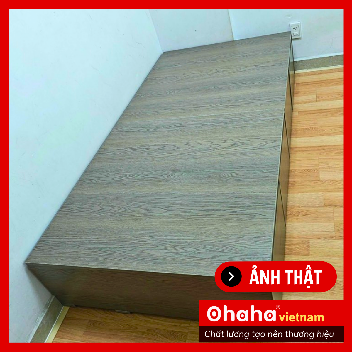 [Kèm Video Thực Tế - Miễn phí vận chuyển &amp; Lắp đặt] Giườn ngủ gỗ công nghiệp cao cấp kiểu hộp 4 hộc kéo chuẩn Bắc Âu - GC044 - 03