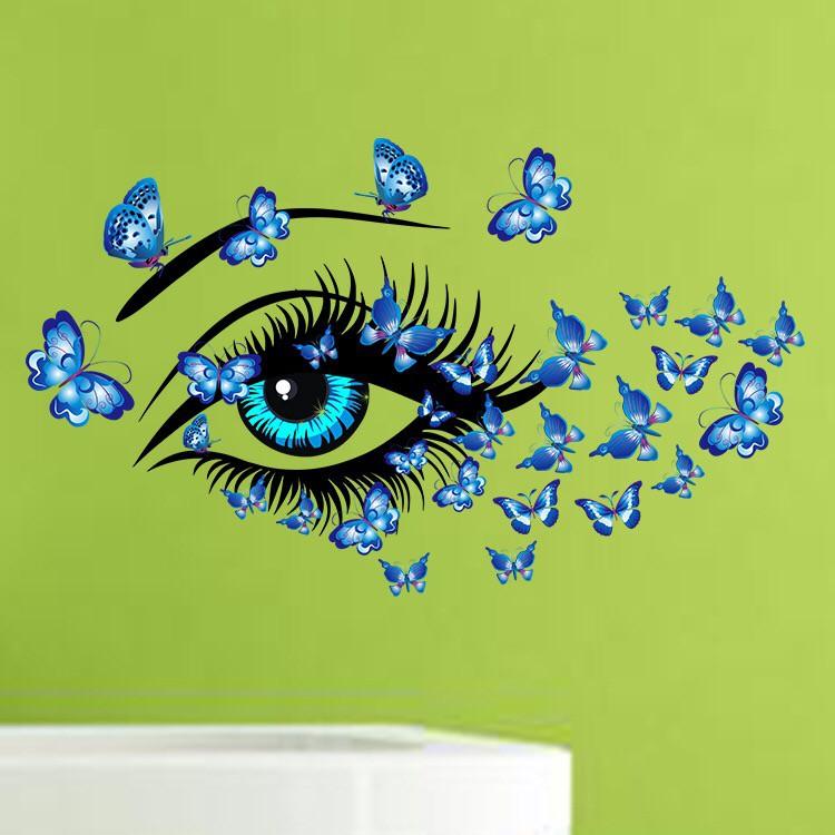 Decal trang trí tường / Kính mẫu - Mắt Bướm Xanh