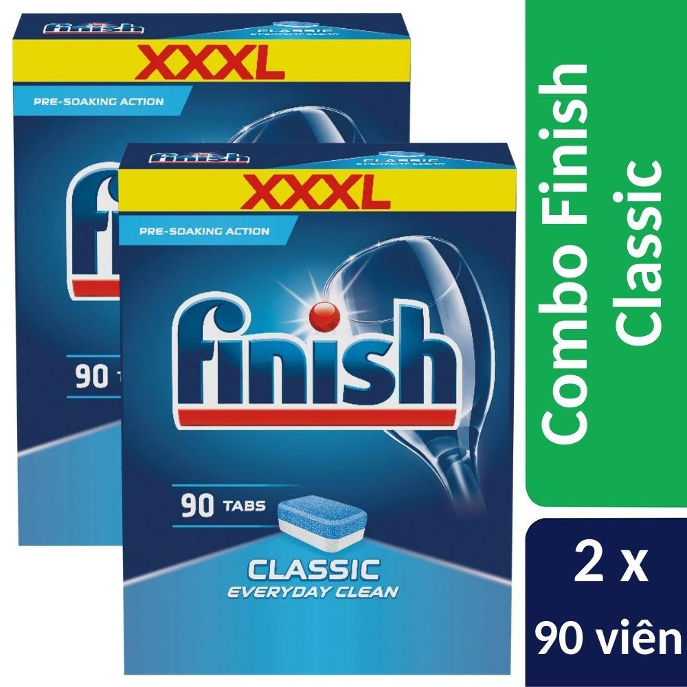 Combo 2 hộp 90 viên rửa bát Finish nhập khẩu Châu Âu Classic Dishwasher Tablets (2x90viên)