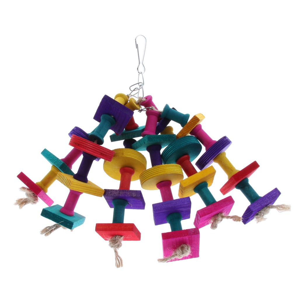 Pet Cage Hanging Toy Natural Wooden Chew Toy for Bird Parrot Hamster Rabbit