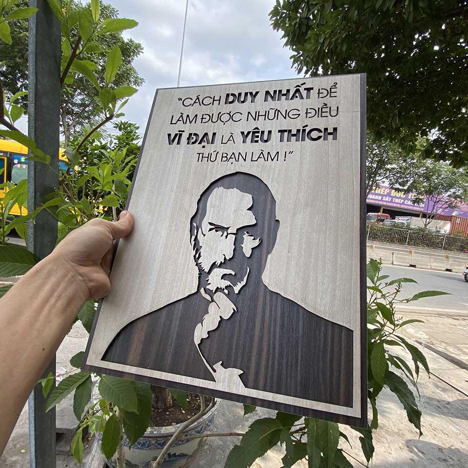 Tranh động lực trang trí văn phòng - câu nói của Steve Jobs "cách duy nhất để làm được những điều vĩ đại là yêu...