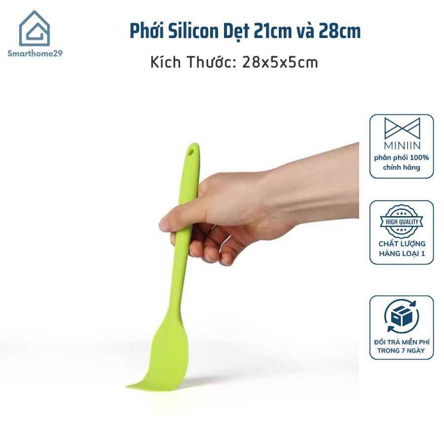 Phới Silicon Dẹt 21cm và 28cm Trộn Bột, Nấu Ăn Chịu Nhiệt Độ Cao - HÀNG CHÍNH HÃNG MINIIN