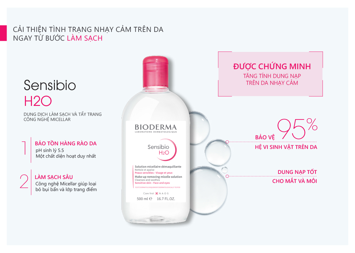 Nước Tẩy Trang Dành Cho Da Nhạy Cảm BIODERMA Sensibio H2O 100ml - Tặng 1 Móc Khóa Nhựa 2 Mặt