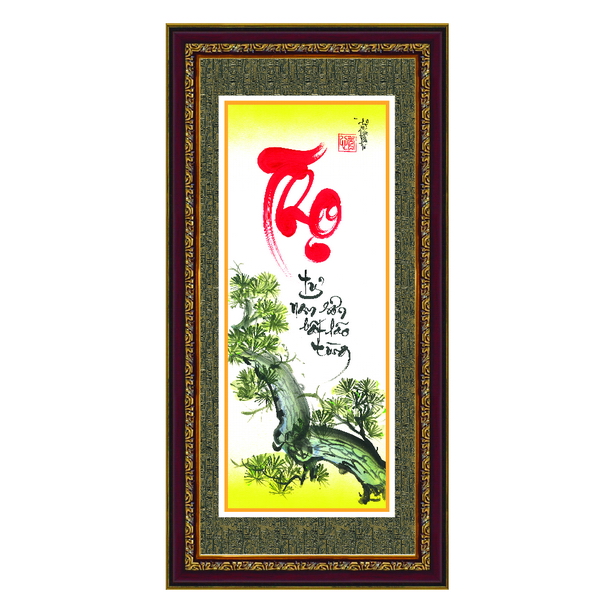 Tranh chữ Thọ thư pháp quà tặng ý nghĩa TPT-30x60-12