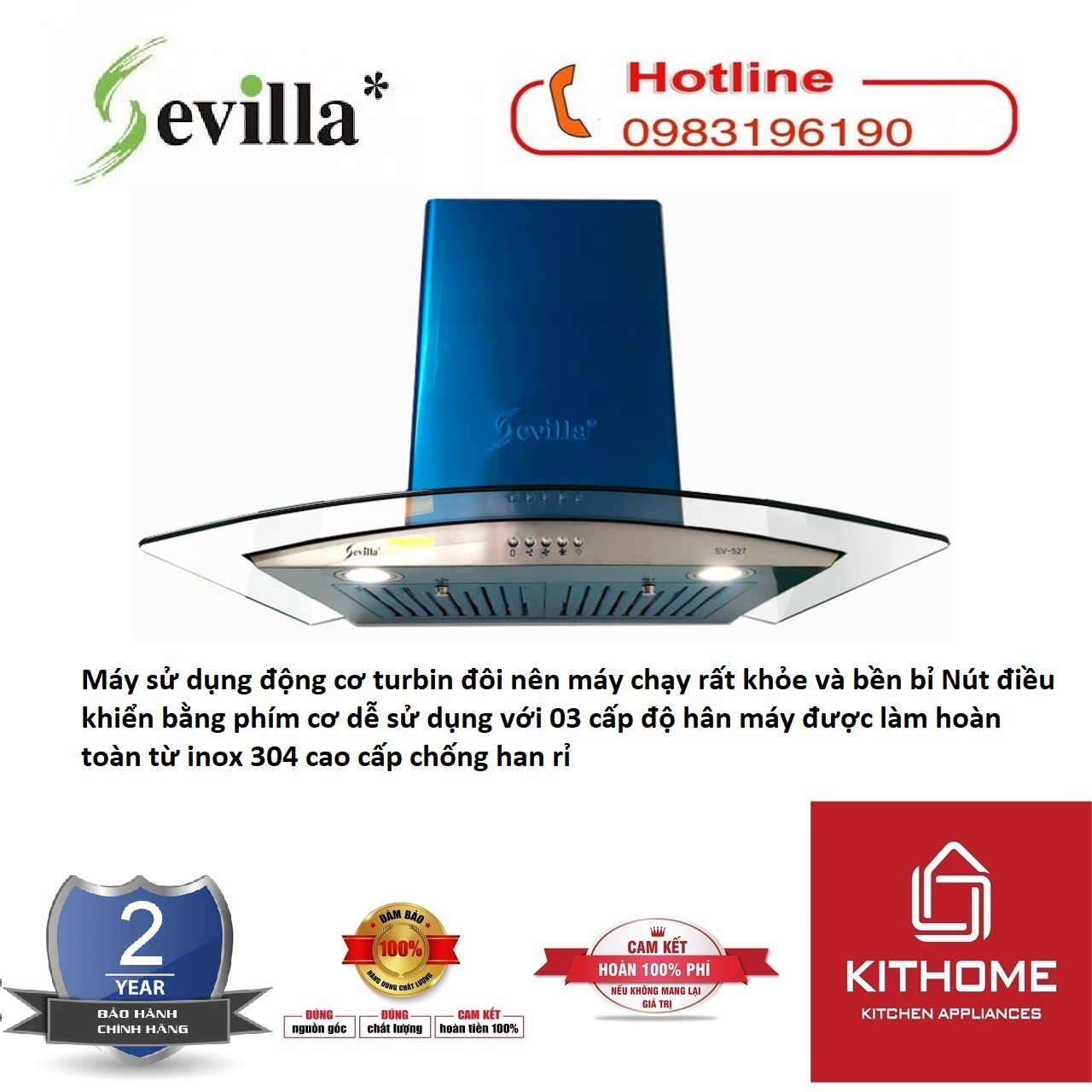 Máy Hút Mùi Sevilla SV-527 - Hàng chính hãng