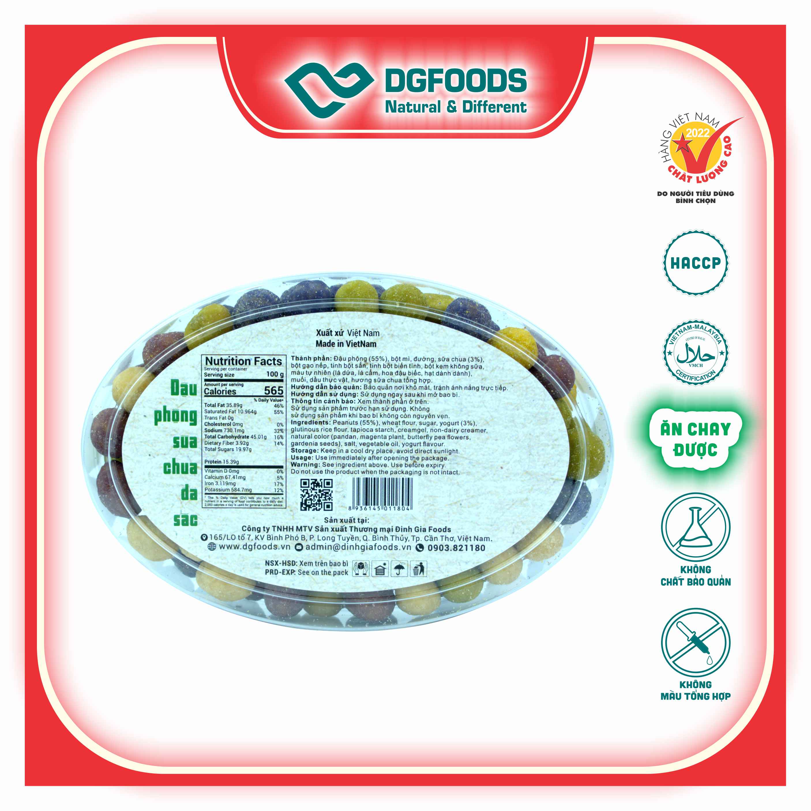 Đậu Phộng Sữa chua 160g DGfoods/Natural multi-colored yogurt coated peanuts/Ăn chay/HVNCLC,quà Tết,Mẫu Tết
