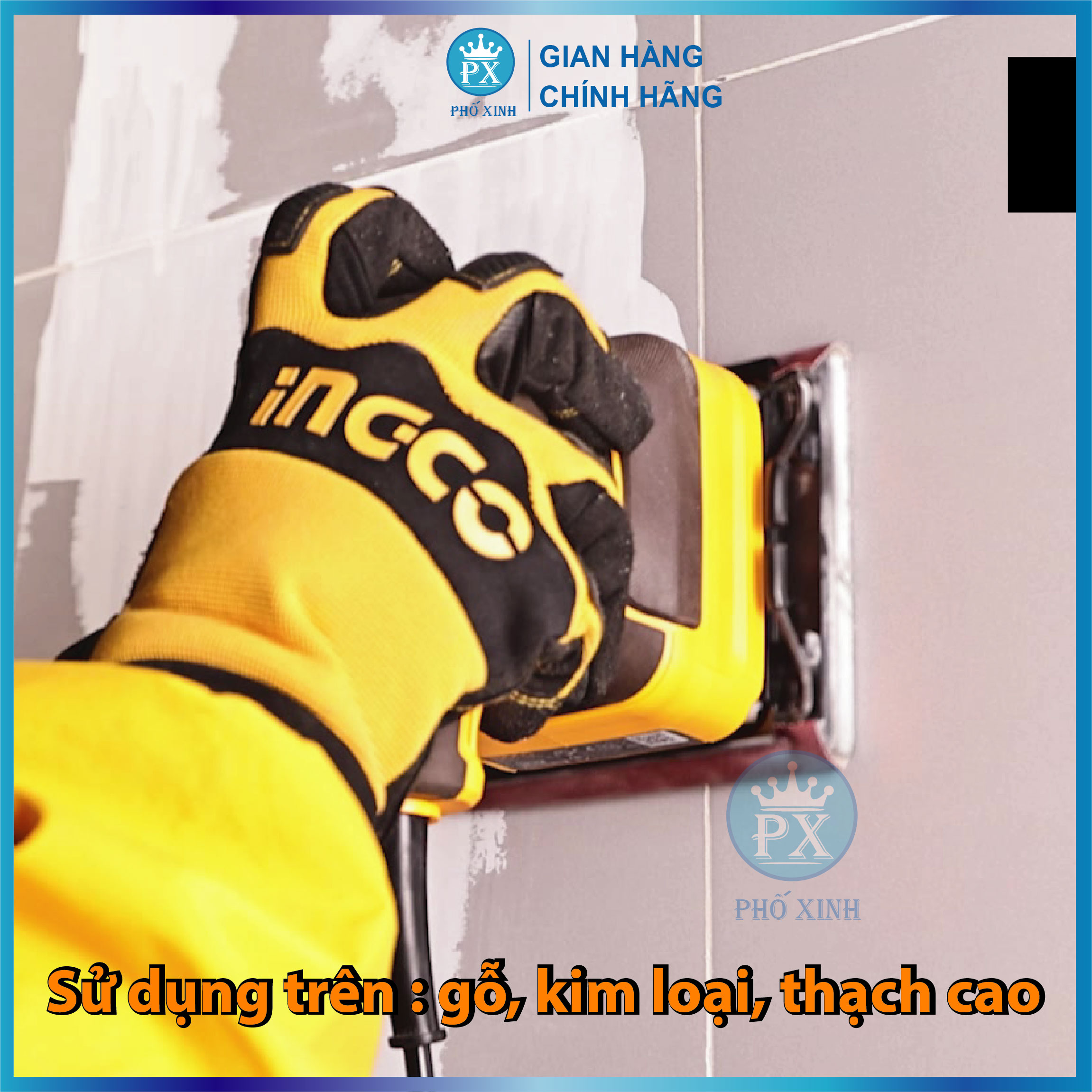 Máy chà nhám INGCO PS2416 240W, đế chà nhám vuông 110x100mm, kèm 5 miếng giấy nhám, tốc độ không tải 14000rpm