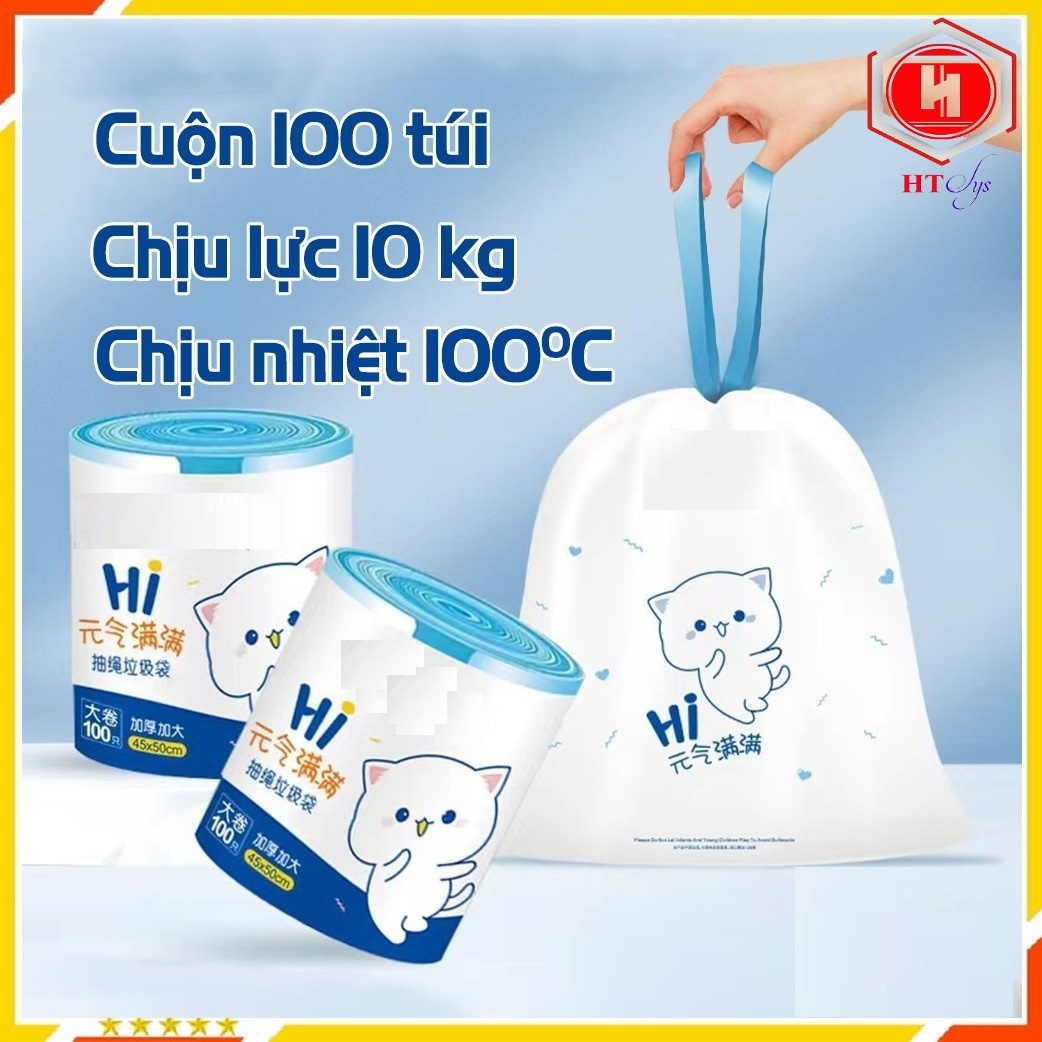 SIÊU HOT CUỘN 100 TÚI RÁC TỰ HUỶ SINH HỌC MINAIER Túi đựng rác dây rút Minaier cuộn 100 túi chịu nhiệt chống rò rỉ nước