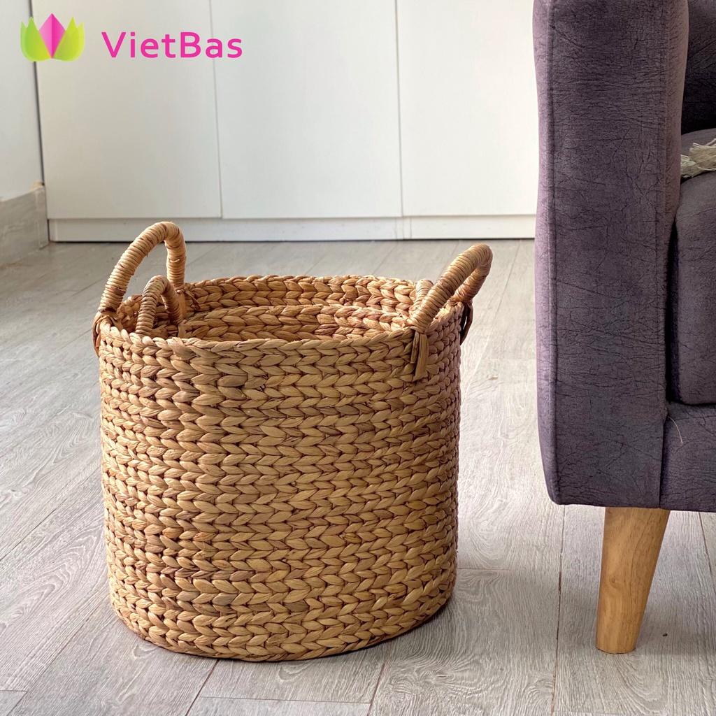 VIETBAS Giỏ lục bình đựng đồ, decor trang trí nhà cửa, giỏ bèo đựng đồ