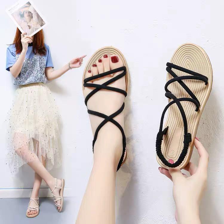 Giày sandal nữ quai chéo đế giả chói đi học đi mưa - GL002