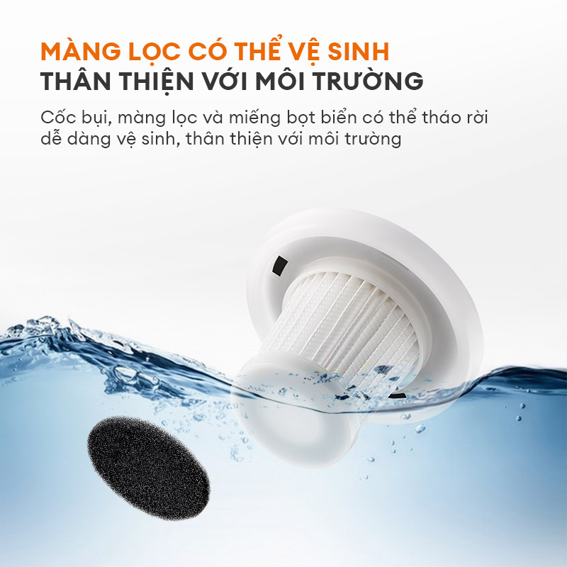 Máy hút bụi lực hút 14000Pa Gaabor VCW14M-WH01A màu trắng dòng YOUNG cho các bạn trẻ hiện đại  - Hàng chính hãng