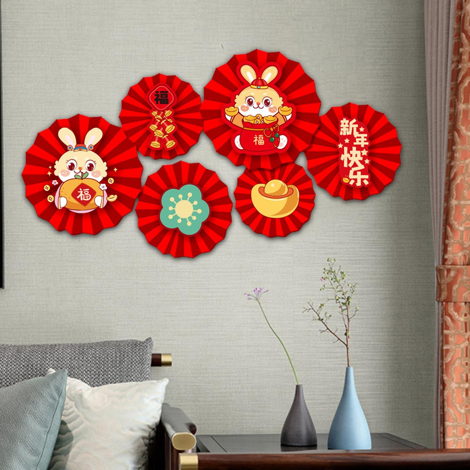 Set 6 Quạt Treo tường Trang Trí Năm Mới