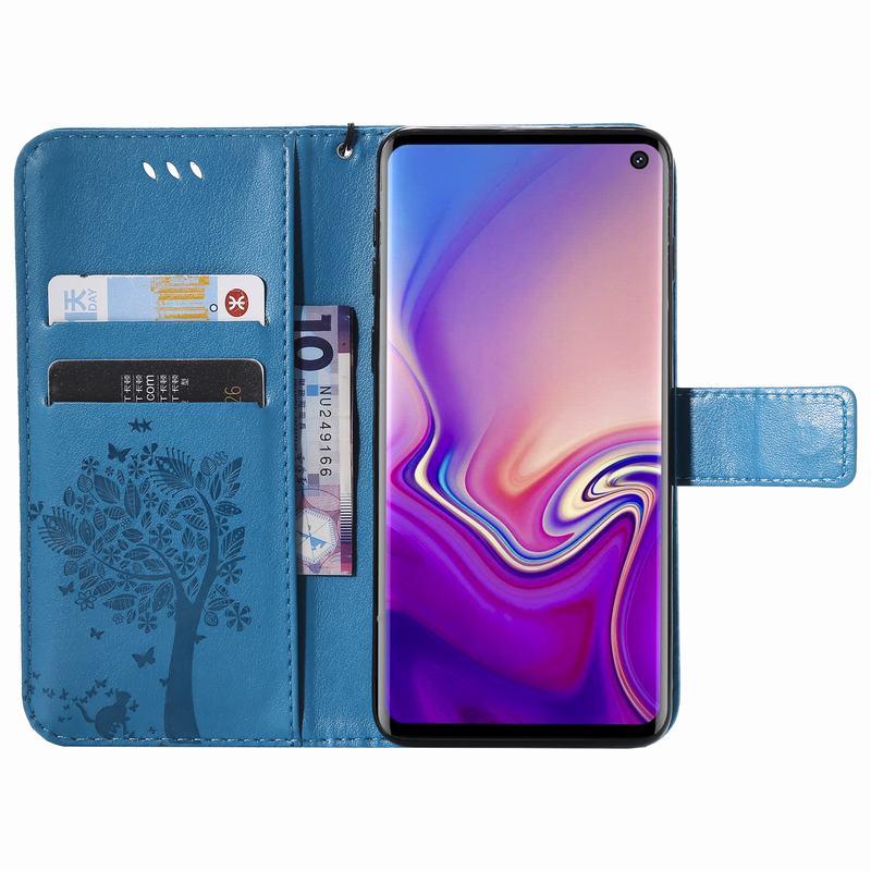 Bao Da Dập Nổi Sang Trọng Họa Tiết Cây Và Mèo Cho Samsung Galaxy S10 S10E S10 Lite S 10 5g