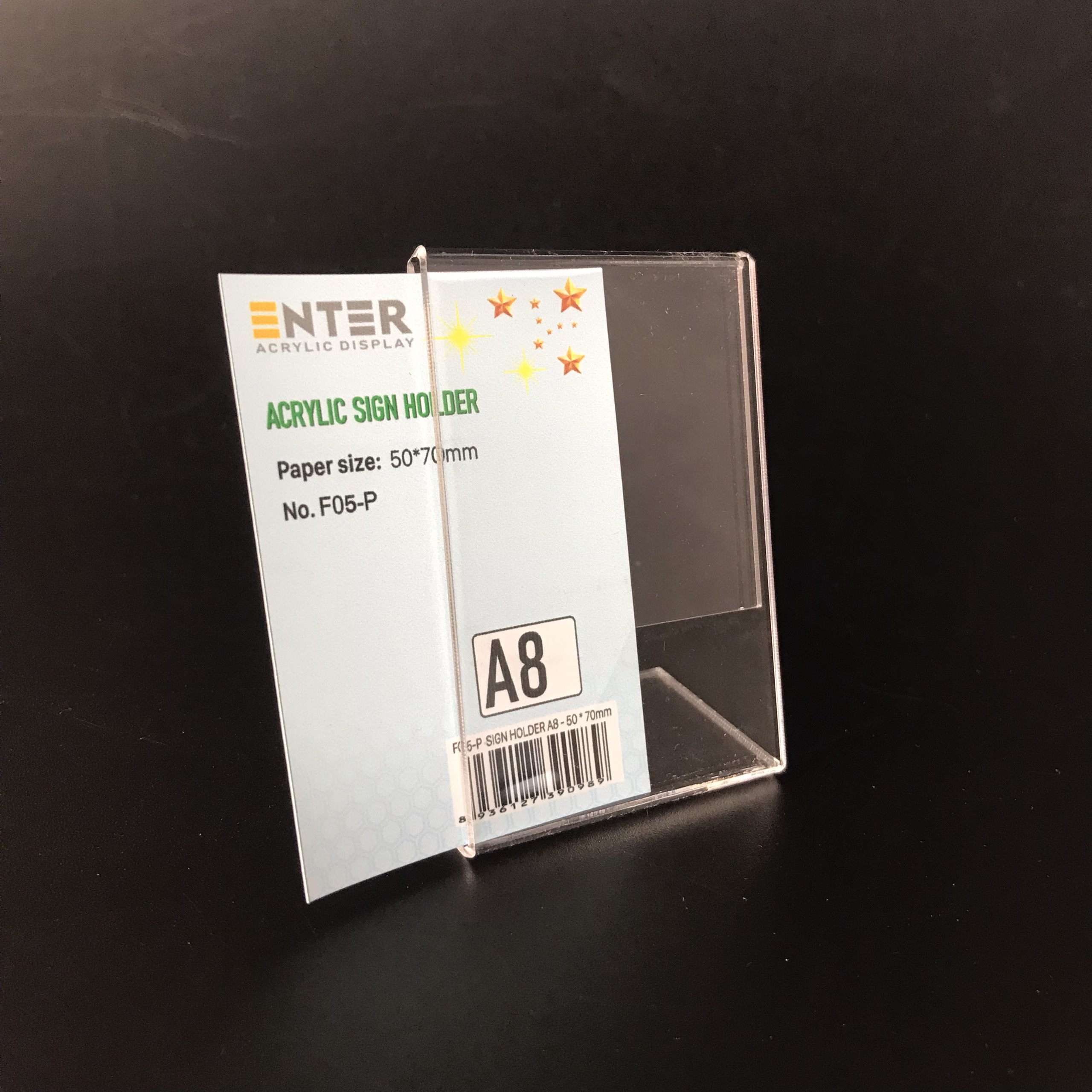 Kệ mica 1 mặt Enter F05-P 50x70mm A8 đứng