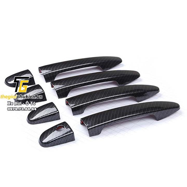 Combo bộ ốp tay nắm cửa vân Carbon và hõm cửa 3M xe Mazda 3 2015-2019