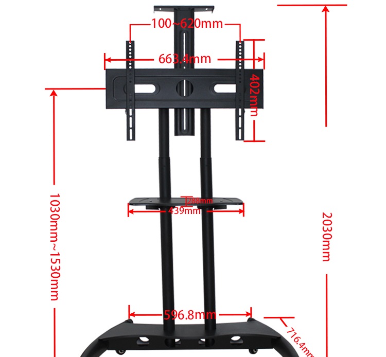 Giá treo tivi di động nhập khẩu RL1500 cho tivi 32-65 inch, khay AV bằng thép chắc chắn