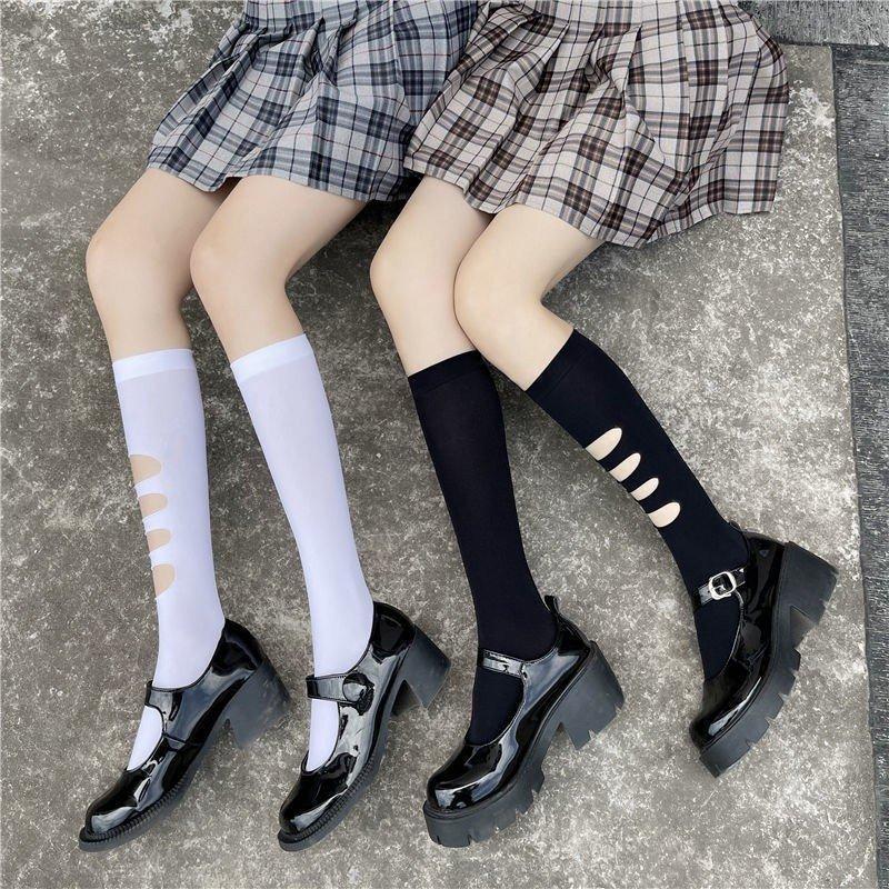 Tất/vớ cao đến bắp chân rách 1 bên phong cách thời trang Lolita Nhật Bản cá tính cosplay cho nữ - Jean Women