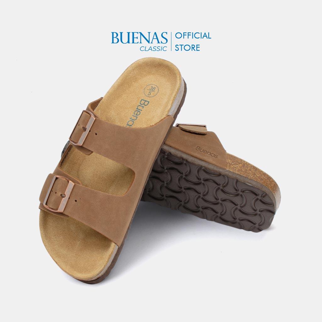 Dép đế trấu nam nữ da bò unisex birken quai ngang Buenas - BB01