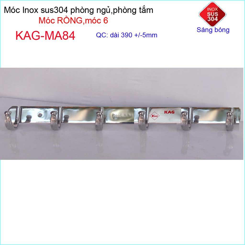 Móc rồng treo quần áo inox 304 cao cấp dày, móc 6 móc treo đồ nhà tắm KAG-MA84