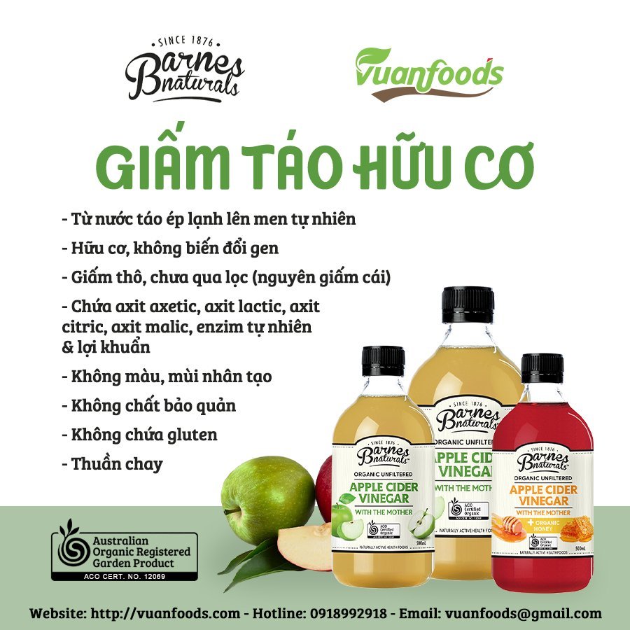 Giấm táo hữu cơ Barnes Naturals