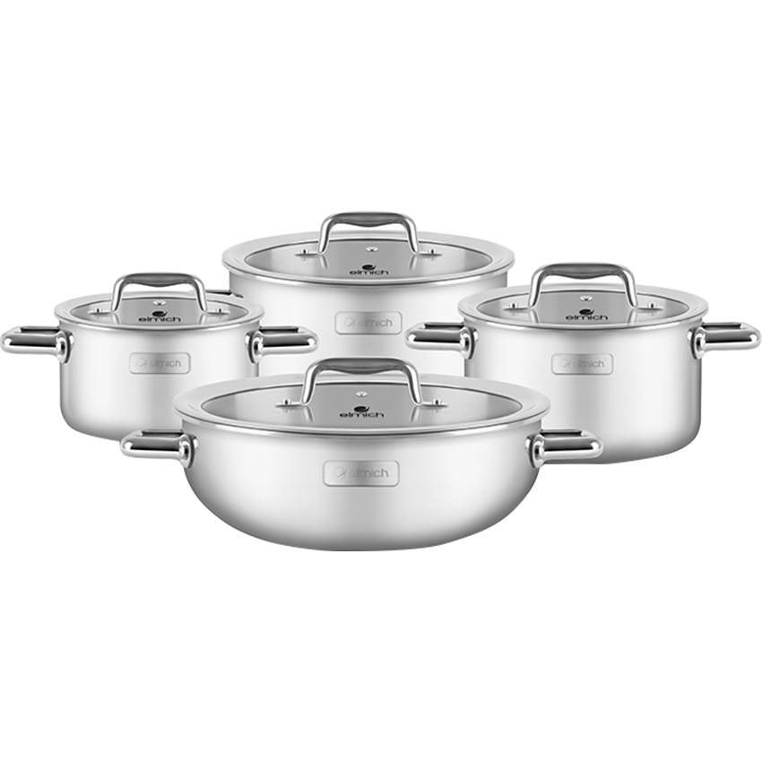 Bộ nồi inox liền khối Elmich Trimax Eco EL-8002 - Hàng chính hãng