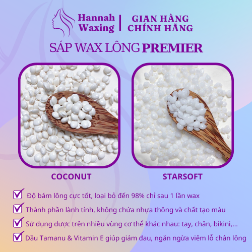 Combo Chén Silicon Nấu Sáp + Sáp Wax Lông Hannah Waxing hương dừa cao cấp tặng kèm que gỗ phết sáp