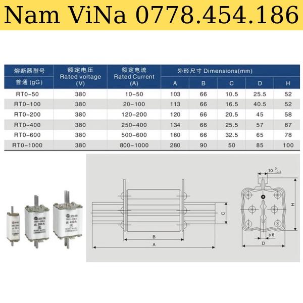 Cầu chì Zhengrong RT0-600 gL 500A, 600A 380V~50KA